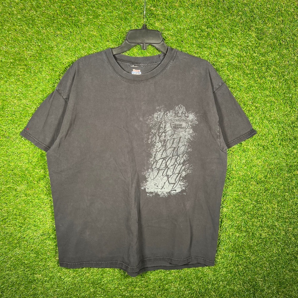 Vintage Hanes Beefy-T Freshfields Signs Graphics T-Shirt XL Faded Black 2000s